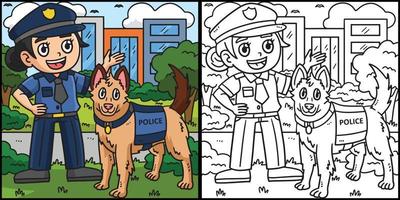 policía oficial y policía perro ilustración vector