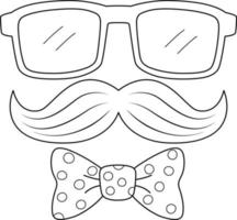 Glasses with Mustache and Tie Isolated Coloring vector