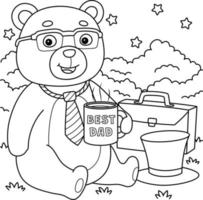 Fathers Day Teddy Bear Best Dad Coloring Page vector