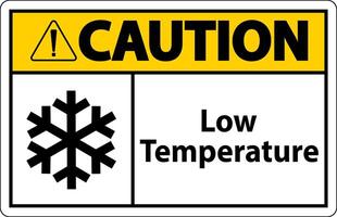 Caution Low temperature symbol and text safety sign. vector