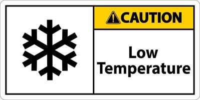 Caution Low temperature symbol and text safety sign. vector