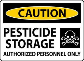 Caution Pesticide Storage Authorized Only Sign On White Background vector