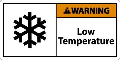 Warning Low temperature symbol and text safety sign. vector