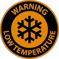 Warning Low temperature symbol and text safety sign. vector