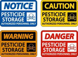 Pesticide Storage Authorized Only Sign On White Background vector