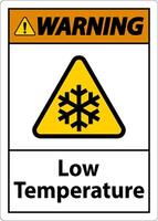 Warning Low temperature symbol and text safety sign. vector