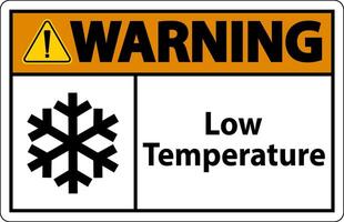 Warning Low temperature symbol and text safety sign. vector