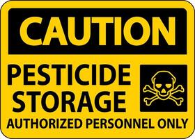 Caution Pesticide Storage Authorized Only Sign On White Background vector