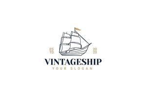 ship sailing vintage logo vector icon illustration