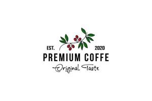premium coffee plant logo inspiration with leaves for caffe vector