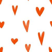 cute seamless pattern with red hand painted hearts, endless background. Simole textile pattern, scandinavian style vector