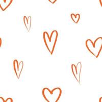 cute seamless pattern with red hand painted hearts, endless background. Simole textile pattern, scandinavian style vector