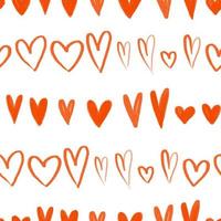 cute seamless pattern with red hand painted hearts, endless background. Simole textile pattern, scandinavian style vector