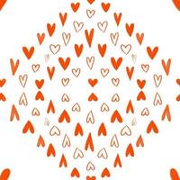 cute seamless pattern with red hand painted hearts, endless background. Simole textile pattern, scandinavian style vector
