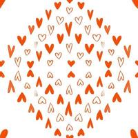 cute seamless pattern with red hand painted hearts, endless background. Simole textile pattern, scandinavian style vector