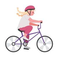 Girl riding bike cartoon vector