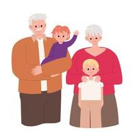 Grandparents and grandchildren vector cartoon