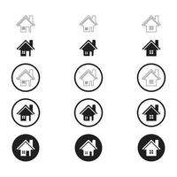 Simple Set of Home Icon. Home Icon without door. Home Icon with door. Home Icon with circle. vector