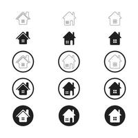 Simple Set of Home Icon. Home Icon without door. Home Icon with door. Home Icon with circle. vector