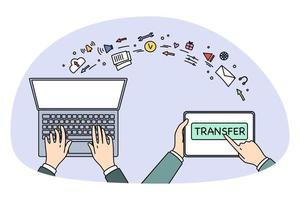 Transferring information and technologies concept vector