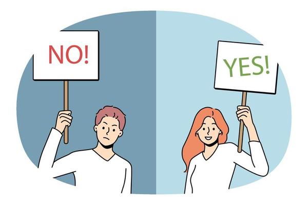 Saying yes or no concept.