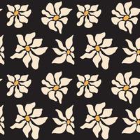 Hand drawn organic cut out flowers in modern style seamless pattern on black background vector