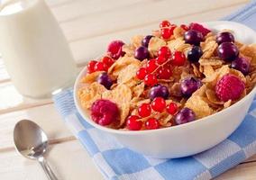 Cereals and berry fruit in bowl photo