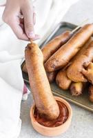 Homemade corn dogs photo