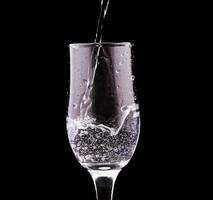 Water glass on black photo