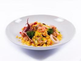 Seafood risotto isolated photo