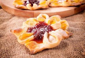 Sweet homemade pastry with jam photo