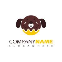 dognut logo Donut vector in the shape of a dog's head, concept logo, simple, minimalist, modern,