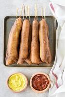 Homemade corn dogs photo