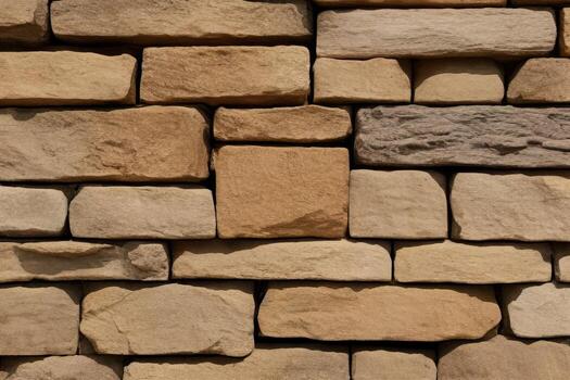 Decorative Beige Stone Random Size Brick Wall Texture For Your Design. photo