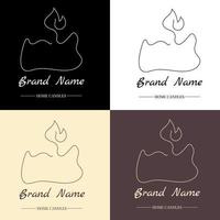 One line art candle logo set. vector