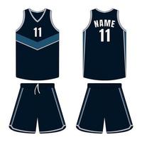 Dark blue basketball uniform mockup front and back view vector