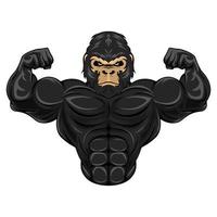 Muscular black gorilla mascot vector