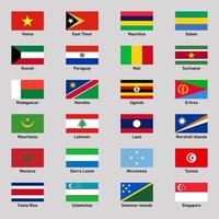 Set of flags of different regions countries in flat style. vector