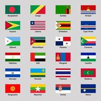 Set of flags of different regions countries in flat style. vector