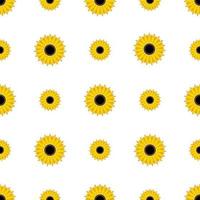 Seamless pattern yellow Sunflowers isolated on white background. vector