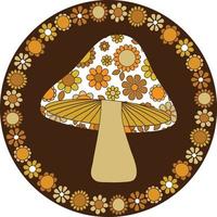 mod flower pattern mushroom with floral frame vector