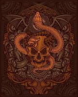 vector ilustración. demonio cráneo con serpiente Clásico grabado ornamento estilo Perfecto para tu negocio y t camisa mercancías