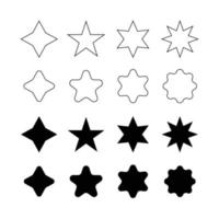 Stars Set of Black Icon, Star Vector Collection, Modern Simple Stars, Bursting Promo Star Tag