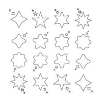 Shooting Stars Line Art Icon, Star Message Box, Set of Star Shapes, Stars Vector Collection, Simple outline symbols of stars.