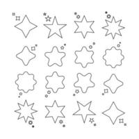 Shooting Stars Line Art Icon, Star Message Box, Set of Star Shapes, Stars Vector Collection, Simple outline symbols of stars.