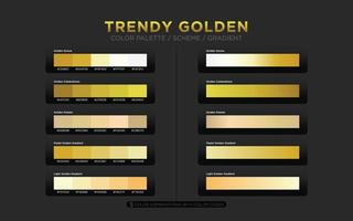 golden color palettes, golden color schemes, golden color gradients vector