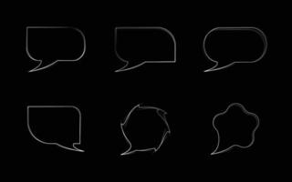 Set of white empty speech bubbles, Vector illustration isolated on black background, Sketch Art