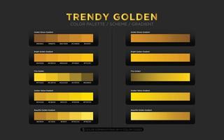 golden color palettes, golden color schemes, golden color gradients vector