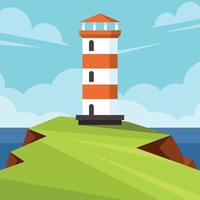 Green Landscape With A Lighthouse vector