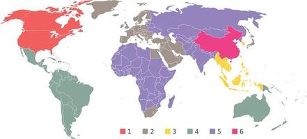 Dvd Regions Map Vector Image, Isolated Background.